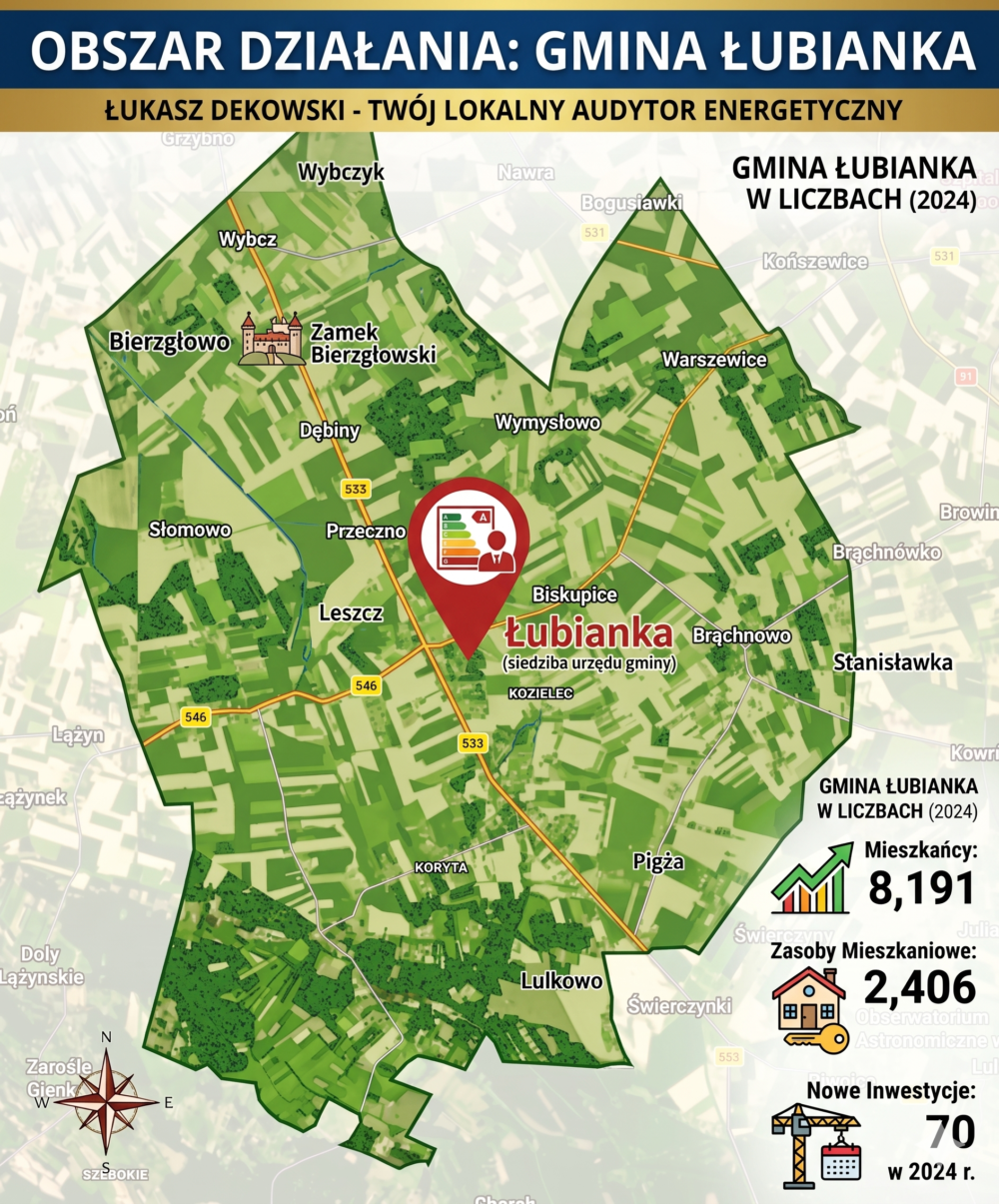 Łubianka świadectwa energetyczne audyt